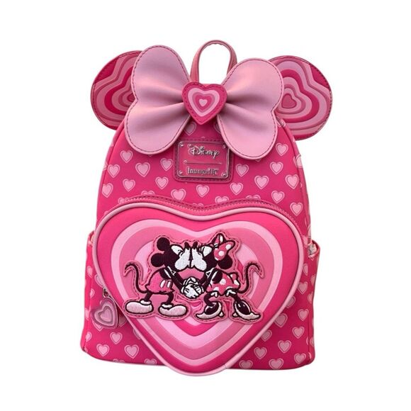 Loungefly Mickey and Minnie Love Story Pink Heart Mini Backpack Bow Hearts NWT main image 6